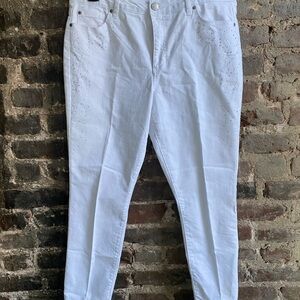 D. Jeans Women's White Skinny Jeans Size 12 Rhinestones Mid rise